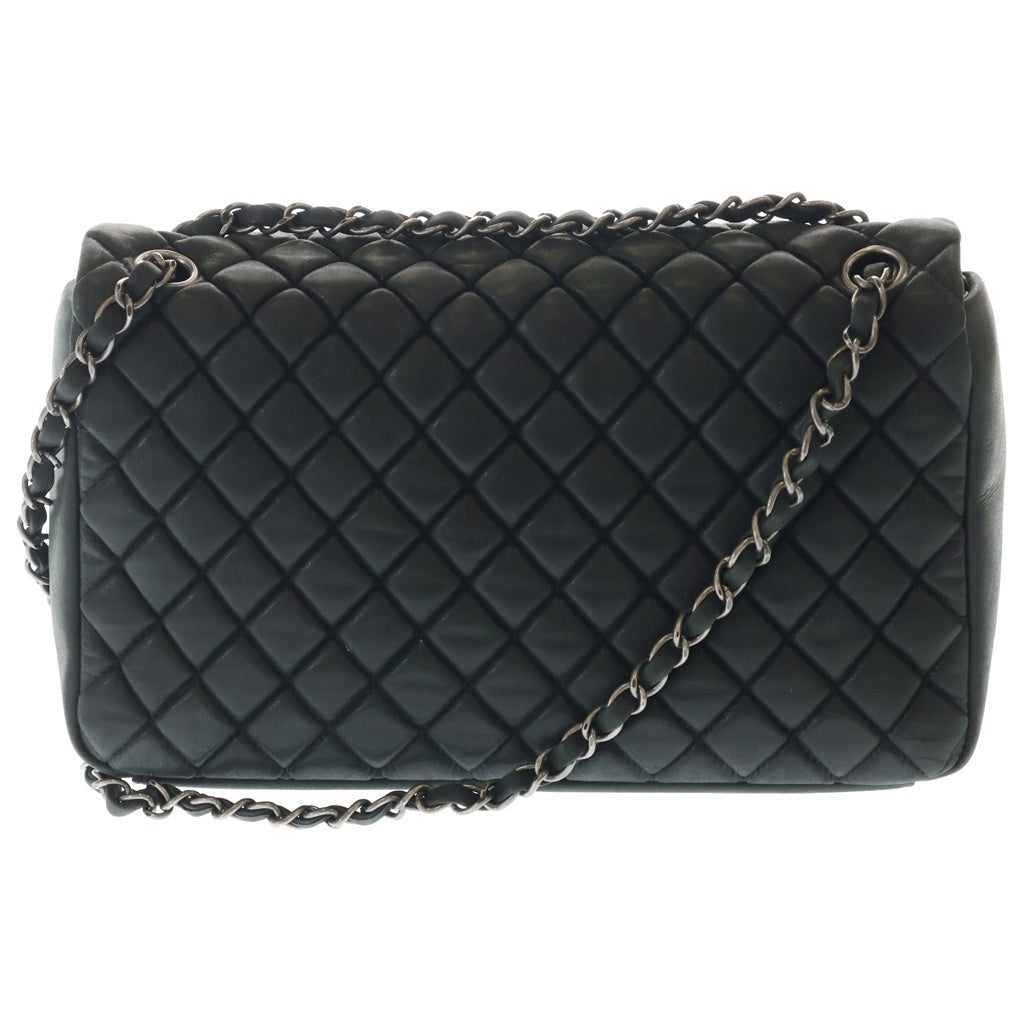 CHANEL(シャネル) マトラッセ シングルフラップ ダブルチェーン ショルダーバッグ シルバー金具 ブラック 17番台 レディース