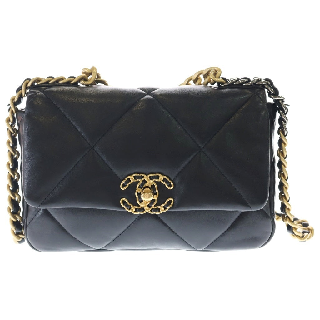 CHANEL(シャネル) ディズヌフ シャネル19 ミディアム 2WAYバッグ ハンドバッグ チェーンショルダーバッグ ブラック ラムスキン AS1161 ゴールド金具 レディース