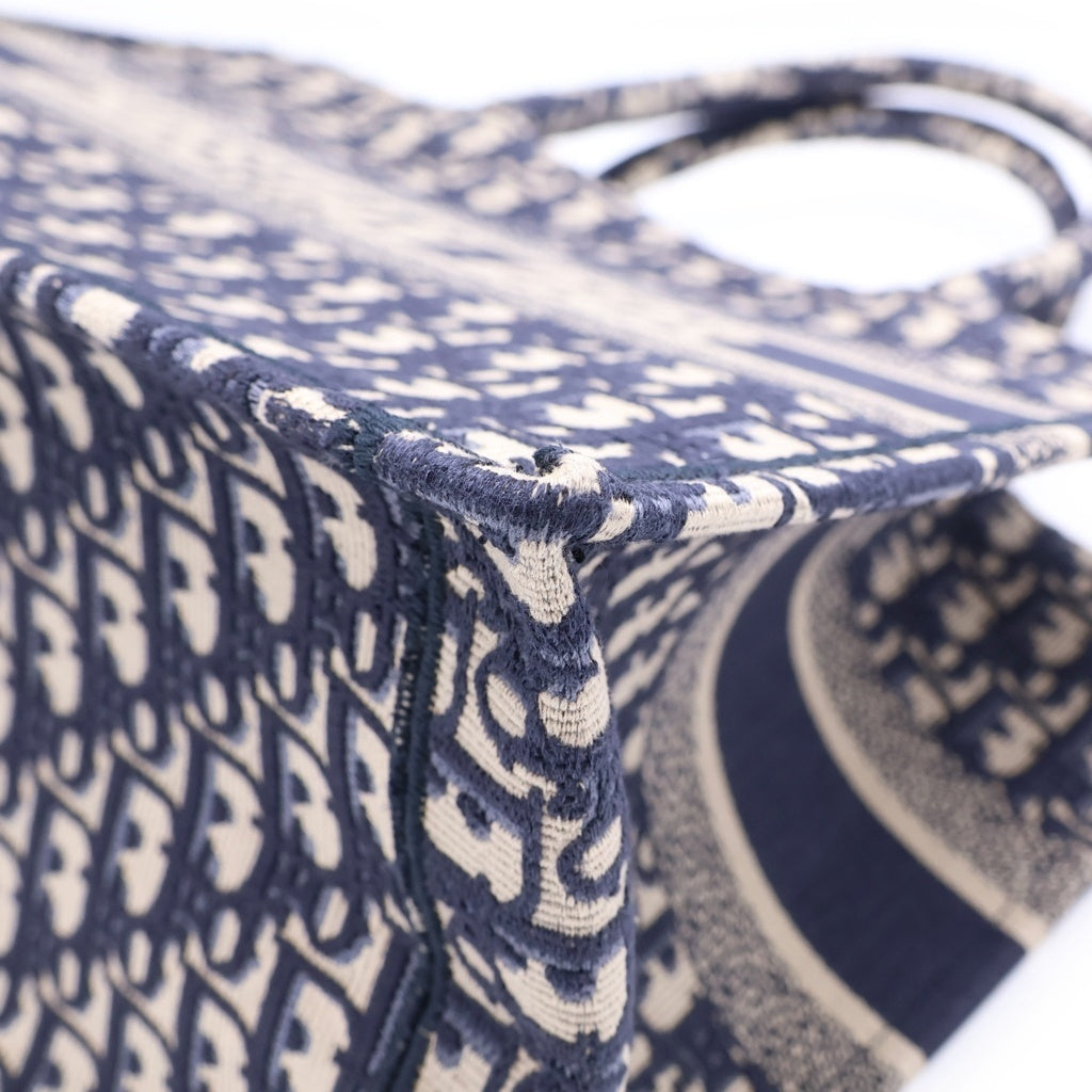 DIOR(ディオール) BOOK TOTE ブックトート ミディアム オブリーク キャンバス トートバッグ ネイビー イニシャルY.M レディース