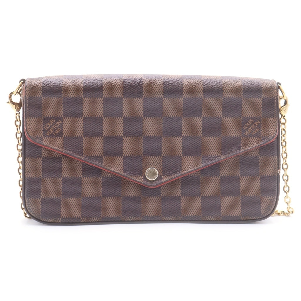 LOUIS VUITTON(ルイヴィトン) ダミエ ポシェットフェリシー PVCレザー ショルダーバッグ チェーンウォレット 財布 ブラウン N63032 レディース