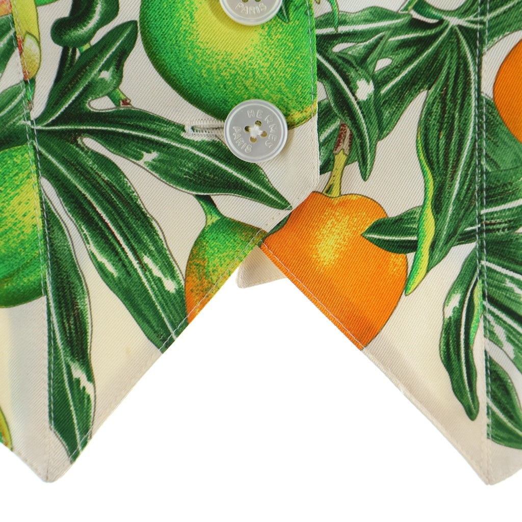 HERMES(エルメス) 80s archive Silk Vest シルクベスト フランス製 初期タグ 多ボタン 総柄 マルチカラー レディース