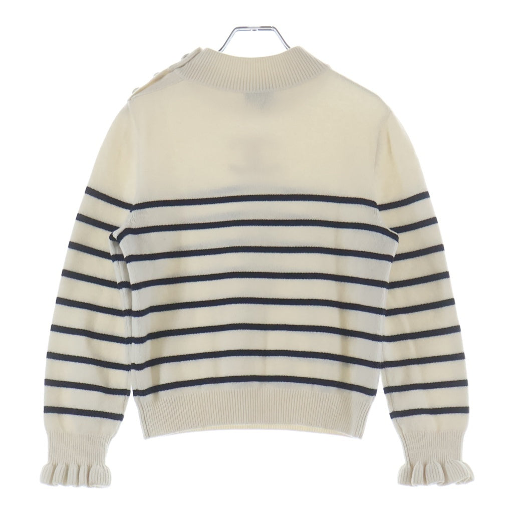 CHANEL(シャネル) 22AW ココマーク ボーダーニット セーター フロントロゴ ホワイト/ブラック P74227K10634 レディース