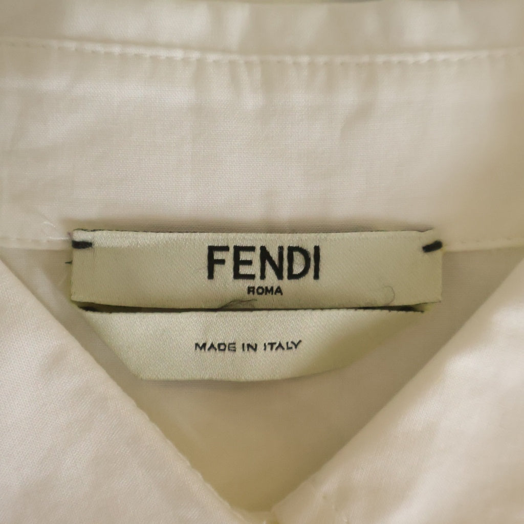 FENDI(フェンディ) FFポケット クロップド長袖シャツ ブラウス ボタンダウン ロゴ FS7477 A5YM レディース