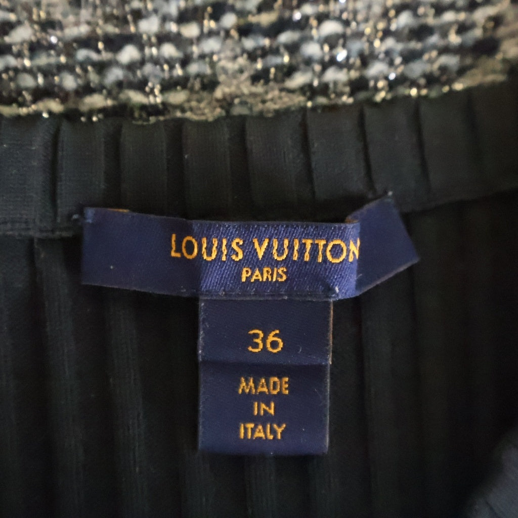 LOUIS VUITTON(ルイヴィトン) モノグラムツイード ニット切替 ジップアップ ワンピース ブラック FIDR30SNS レディース