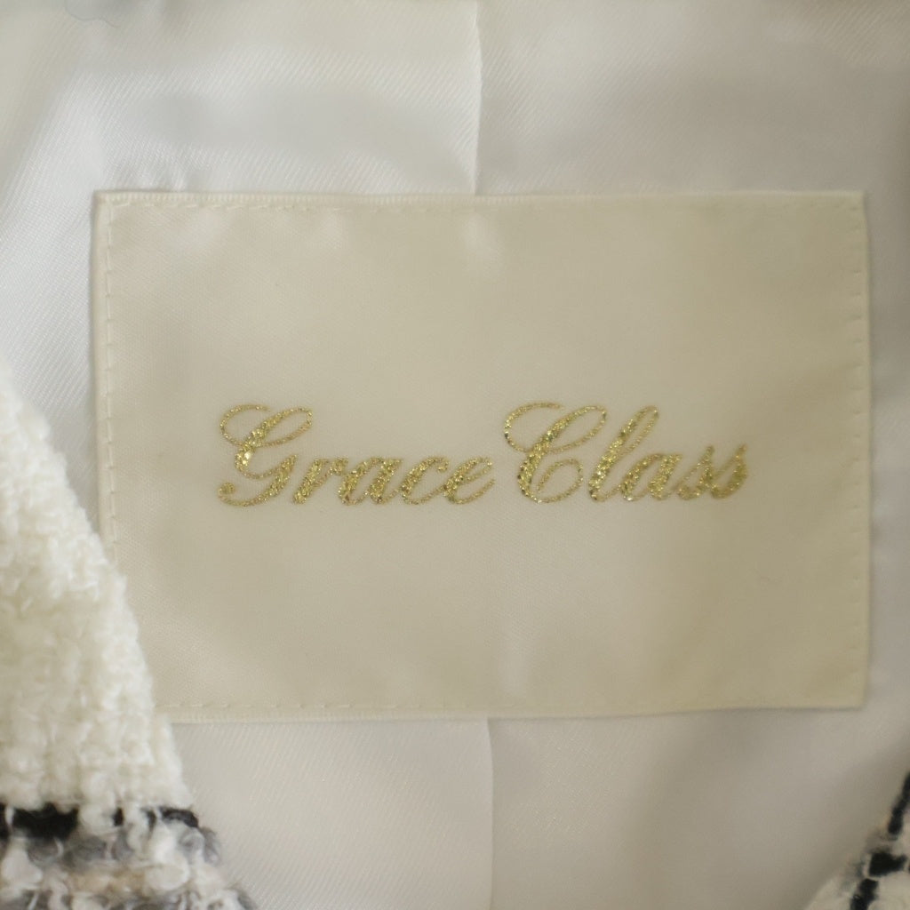 GRACE CONTINENTAL(グレースコンチネンタル) ツイードショートジャケット ボタンダウン ポリエステル アクリル ホワイト レディース