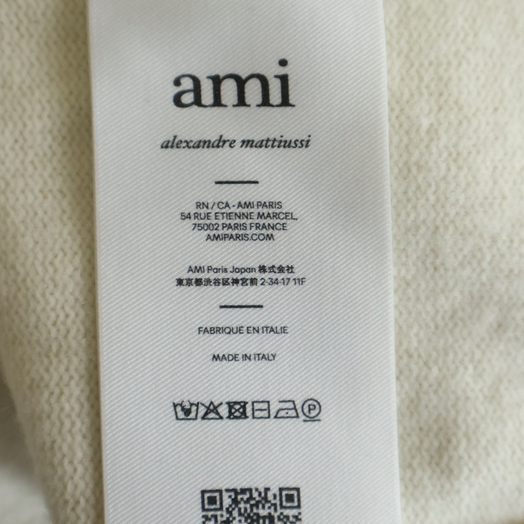 ami paris(アミパリス) ハートロゴ刺繍 ウール ニット カーディガン アイボリー FKC171.KN0071 レディース