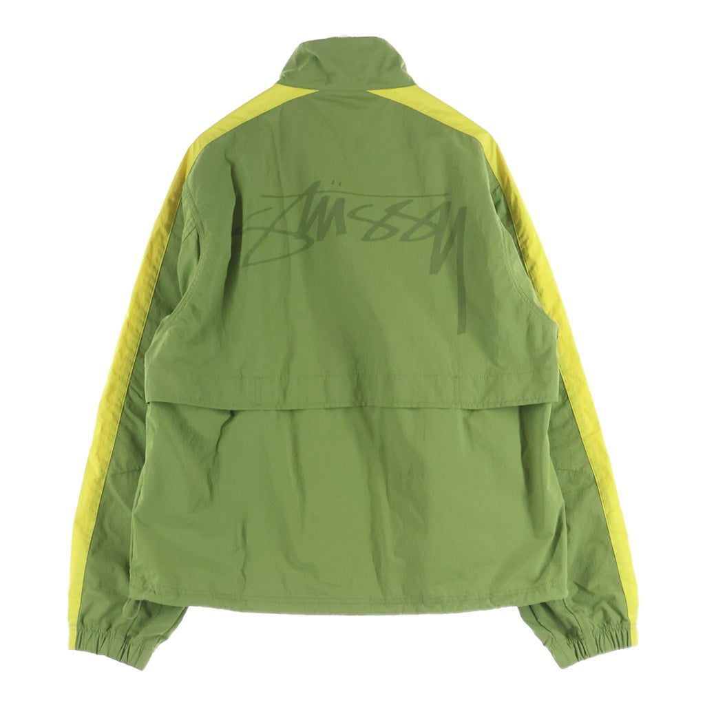 STUSSY(ステューシー) バックロゴプリント サイドライン ジップアップ ナイロン トラックジャケット グリーン レディース