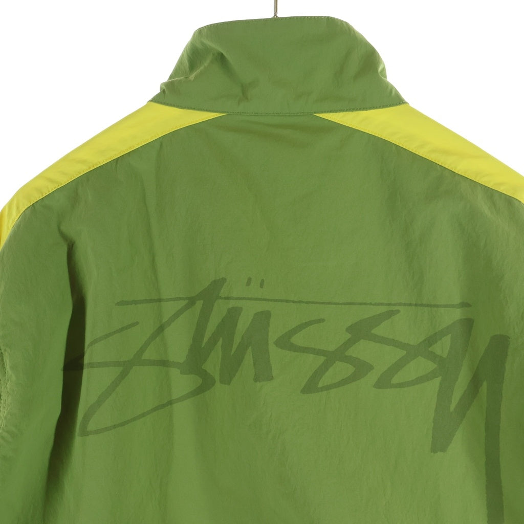 STUSSY(ステューシー) バックロゴプリント サイドライン ジップアップ ナイロン トラックジャケット グリーン レディース