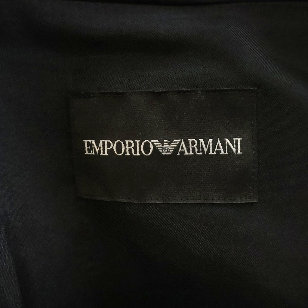 EMPORIO ARMANI(エンポリオアルマーニ) ラムレザー 切り替え フーデッドジャケット コットン ポリエステル Wジップ ブラック S1R05P S1P66