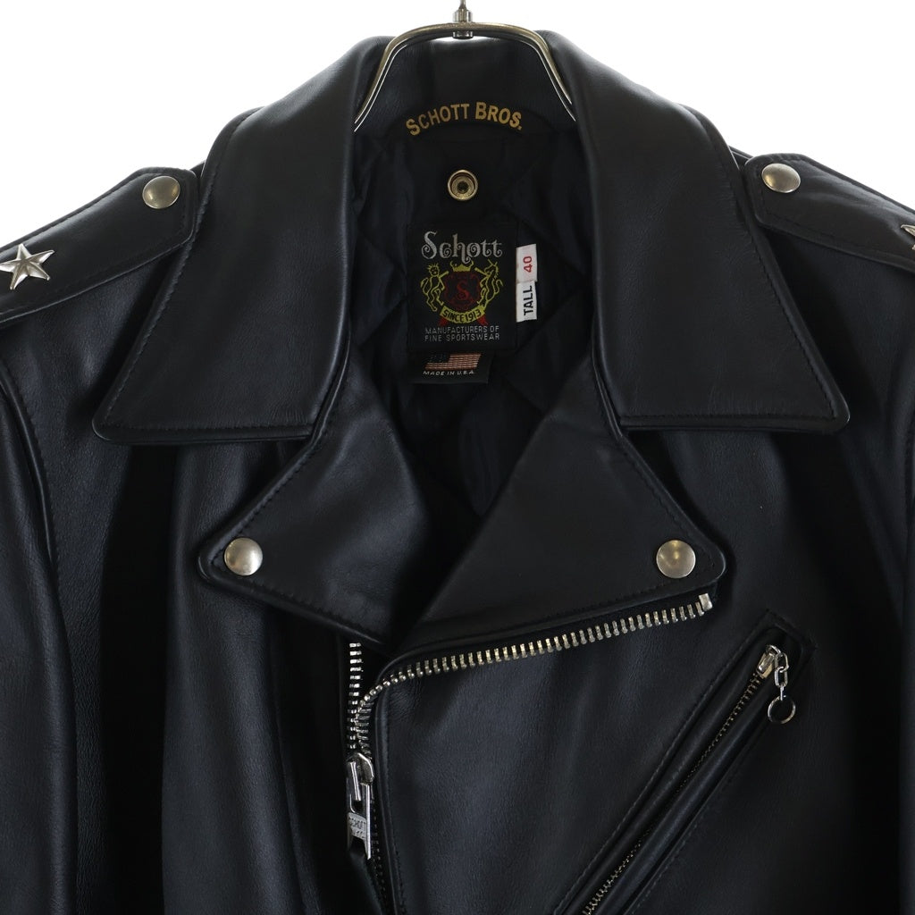 SCHOTT(ショット) ワンスター レザー ダブル ライダース ジャケット ブラック 613UST