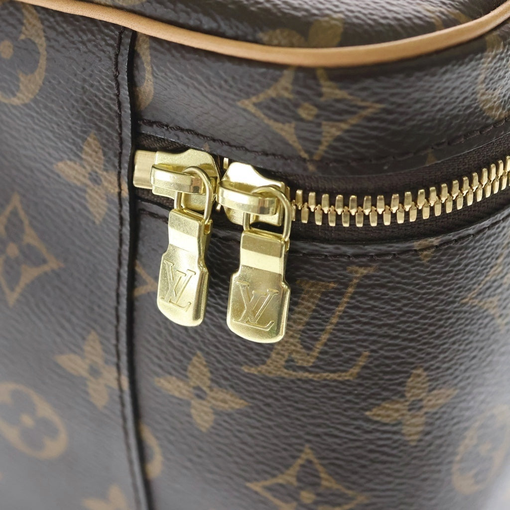 LOUIS VUITTON(ルイヴィトン) モノグラム ニースBB ハンドバッグ バニティバッグ ブラウン レザー×PVC M42265 ゴールド金具 レディース