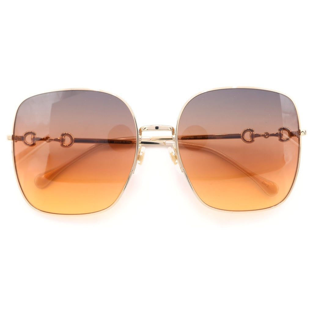GUCCI(グッチ) スクエア ホースビット グラデーションサングラス ゴールド×ブラウン 61□18‐140 GG0879S