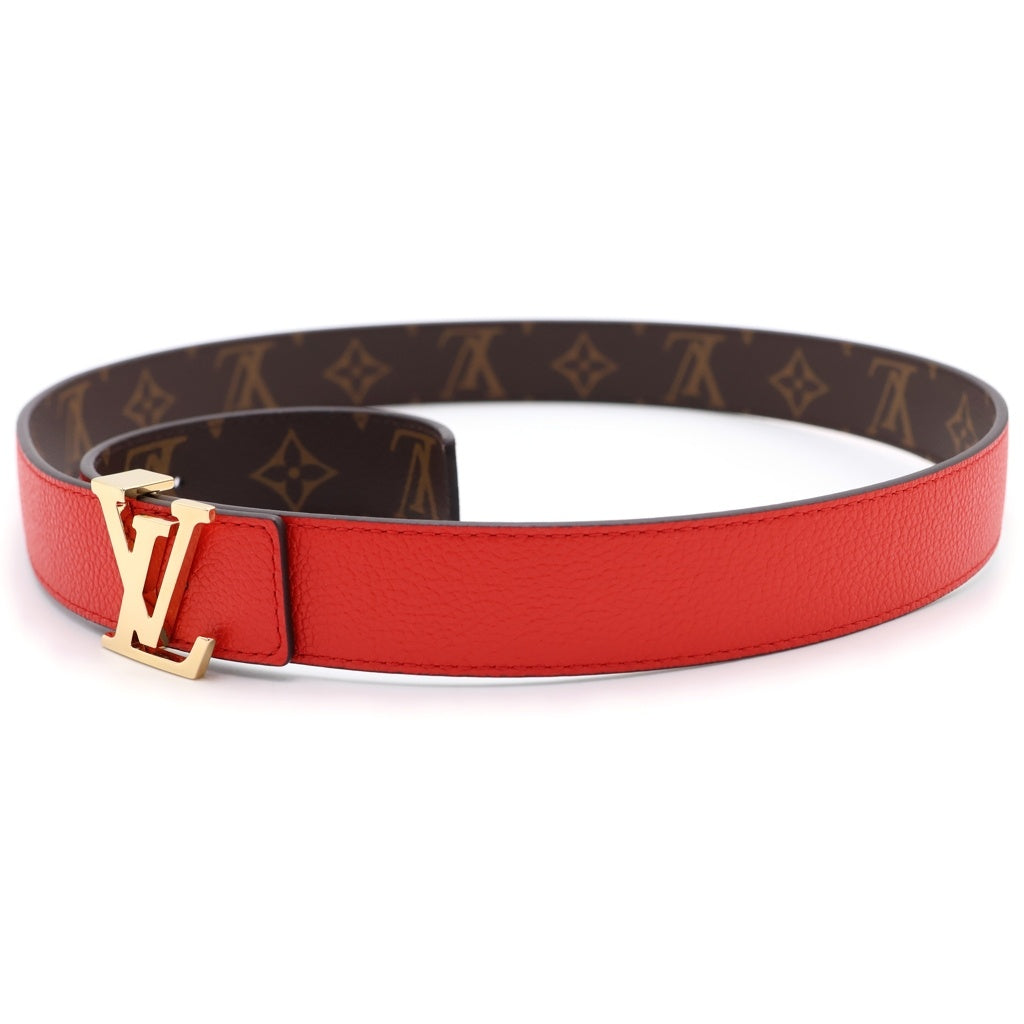 ルイヴィトン　サンチュール LV　イニシアル　ベルト ブラウン　レッド レザー LOUIS VUITTON(ルイヴィトン) サンチュール LVイニシャル 30MM