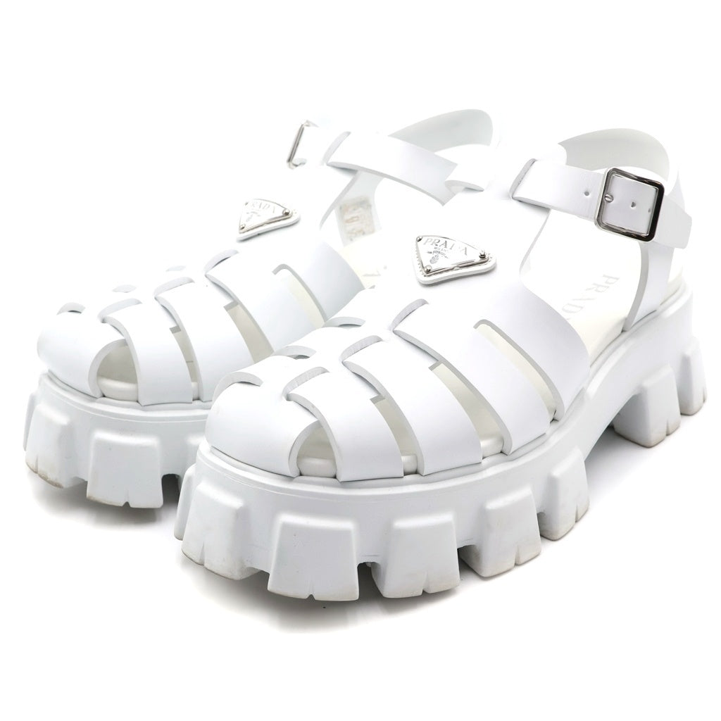 PRADA(プラダ) モノリス ラバーサンダル トライアングルロゴ 厚底 サンダル #8 ホワイト 2X3083