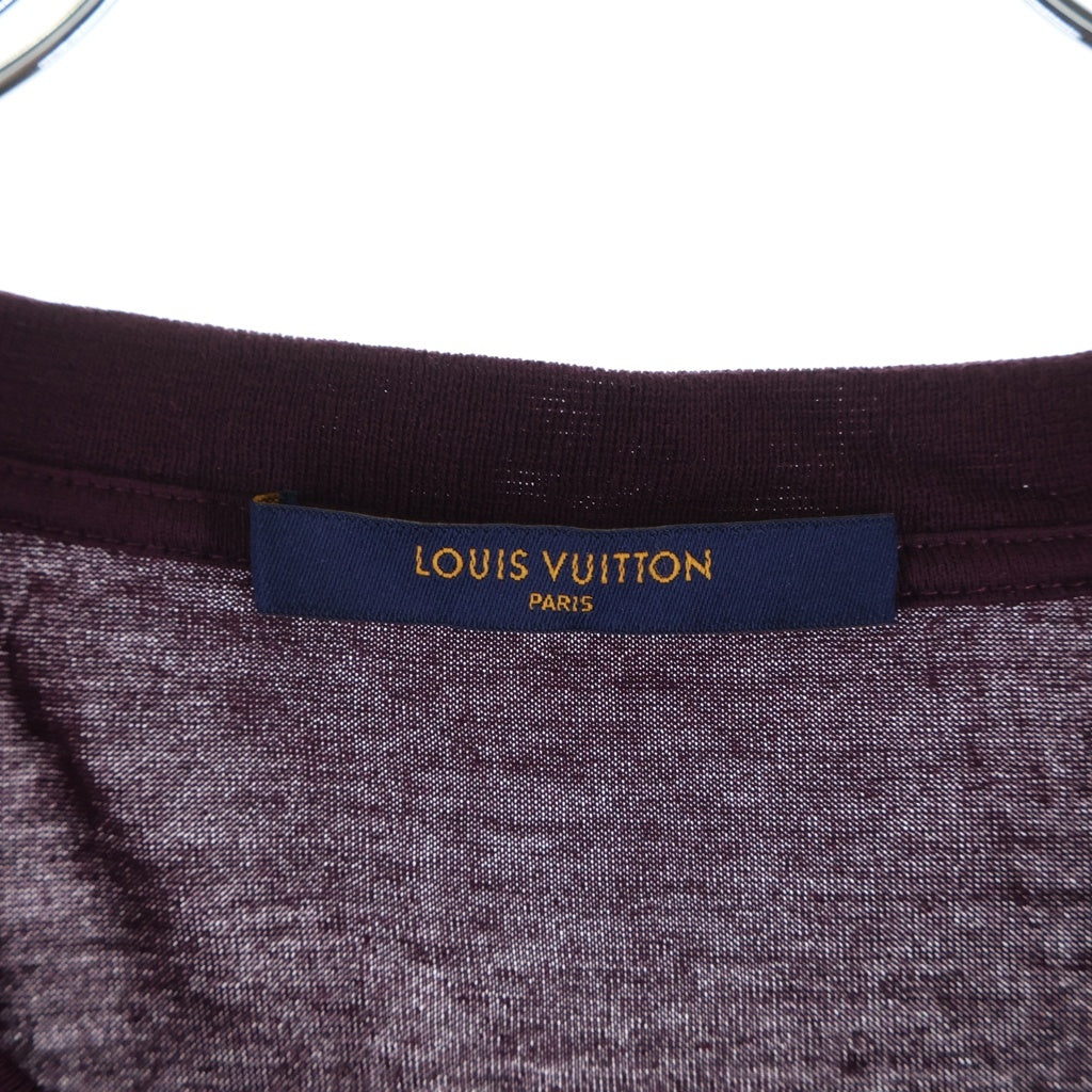 LOUIS VUITTON(ルイヴィトン) LVロゴ 刺繍 コットン 半袖 Tシャツ カットソー #XL ボルドー RM192Q JC8 HAY50W
