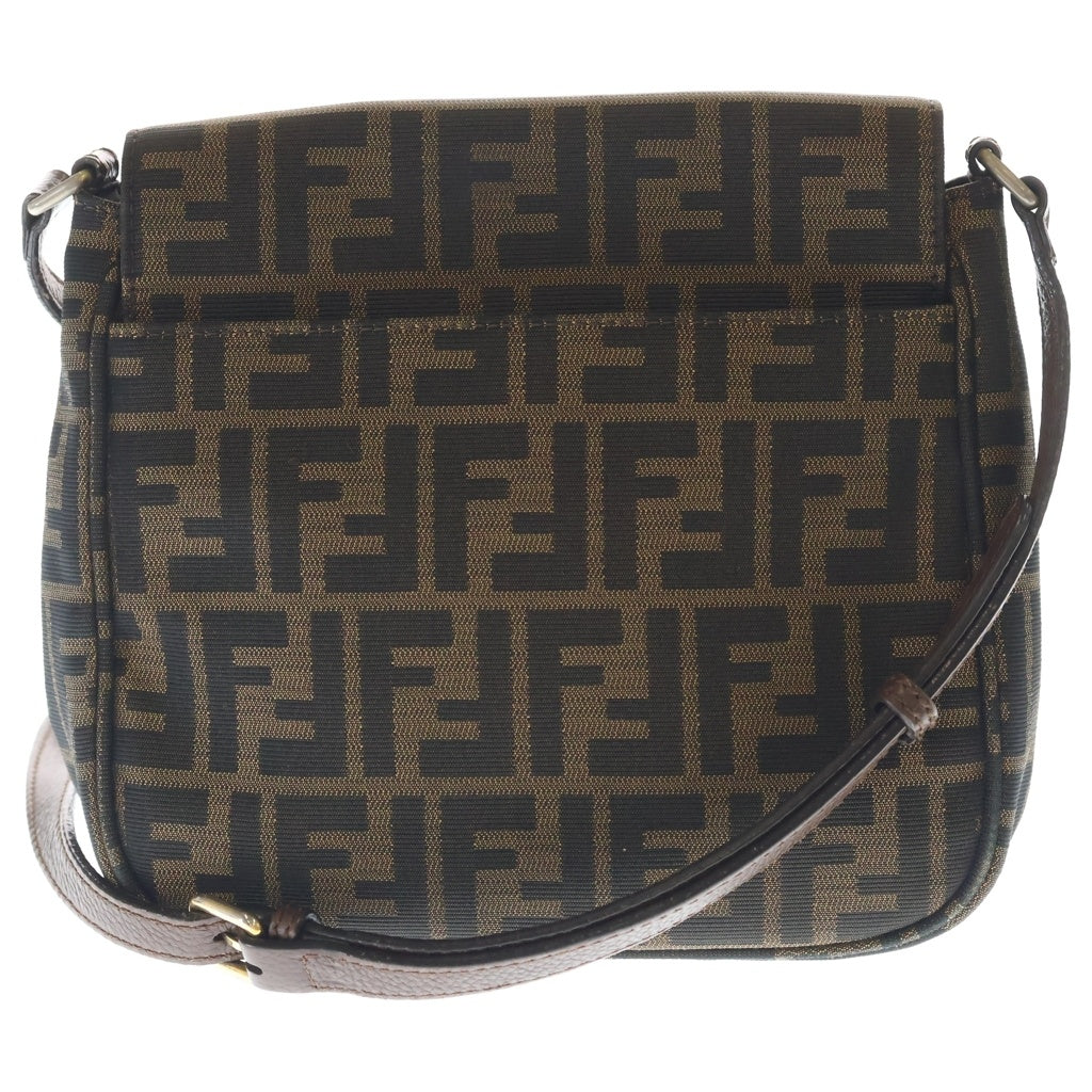 FENDI(フェンディ) ズッキーノ ズッカ柄 ナイロンキャンバス レザー ショルダーバッグ ブラウン 8BT214 レディース