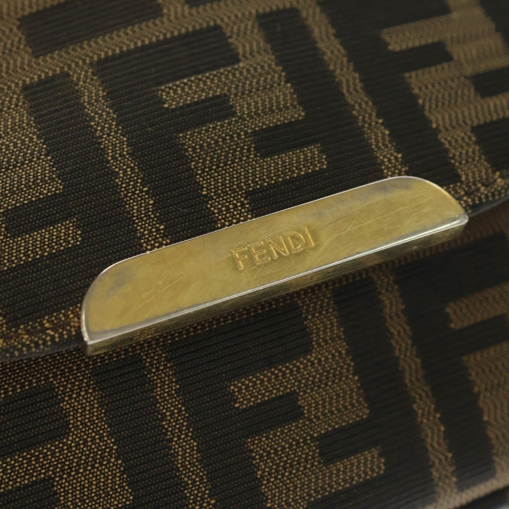 FENDI(フェンディ) ズッキーノ ズッカ柄 ナイロンキャンバス レザー ショルダーバッグ ブラウン 8BT214 レディース