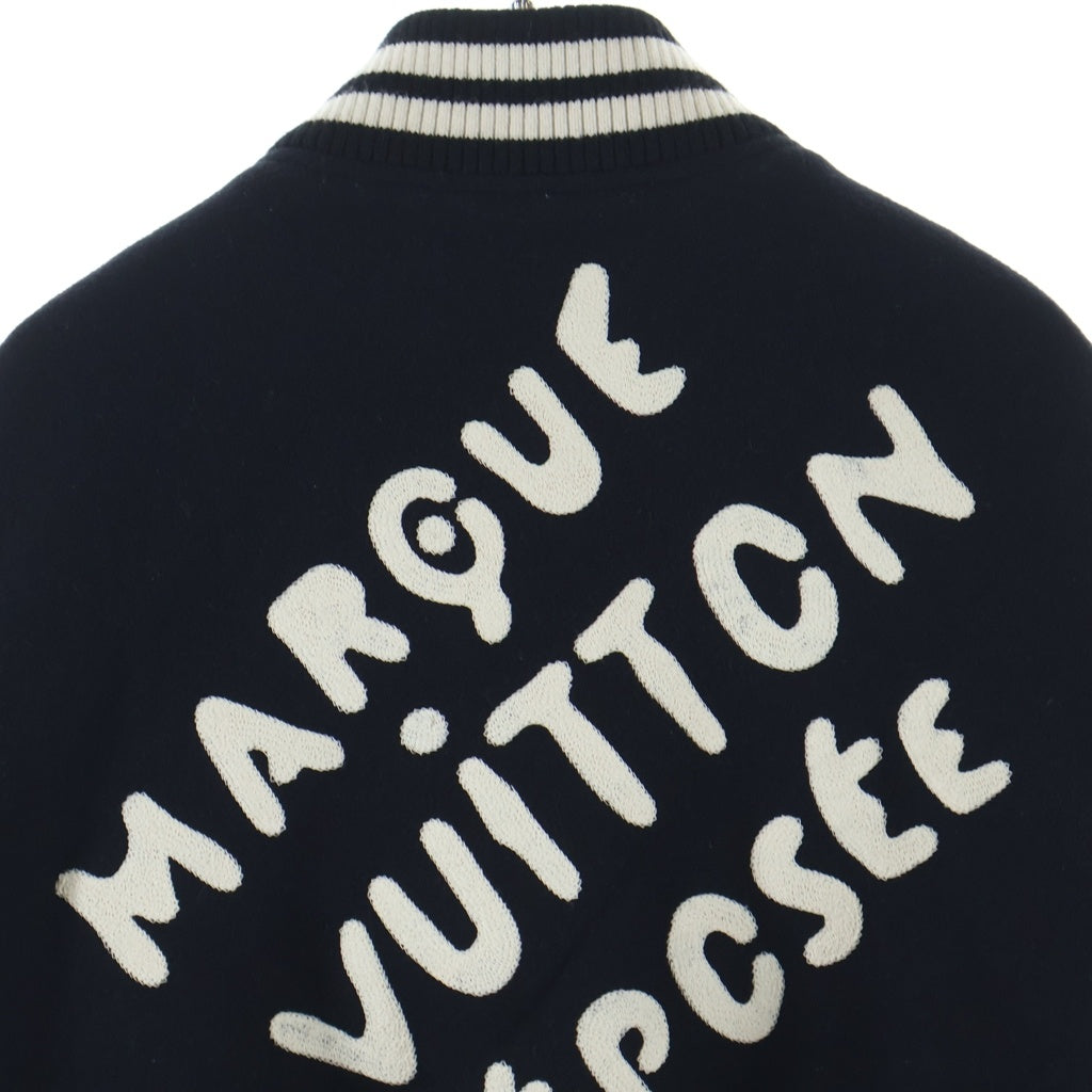LOUIS VUITTON(ルイヴィトン) バーシティジャケット パール ブラック×ホワイト ウール×カウレザー #44 RM241 BQV HQL70E