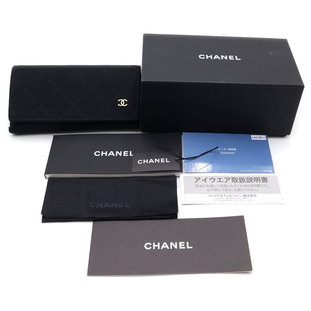 CHANEL(シャネル) スクエアフレーム チェーンココマーク ツイードテンプル サングラス ブラウン 5512-A ゴールド金具 レディース