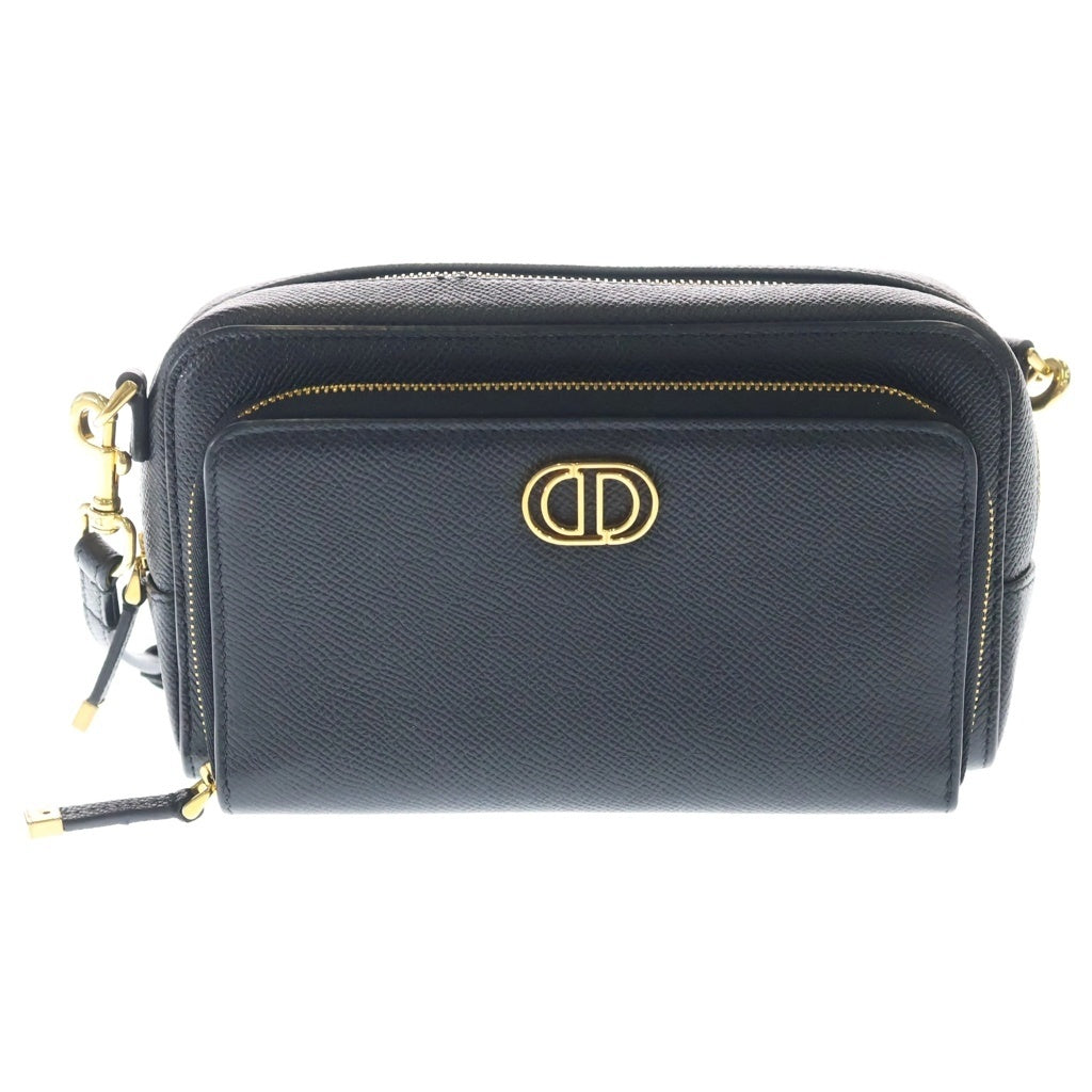 DIOR(ディオール) カロ ダブルポーチ CDロゴ レザー ゴールド金具 ショルダーバッグ ブラック S7431UBAE レディース