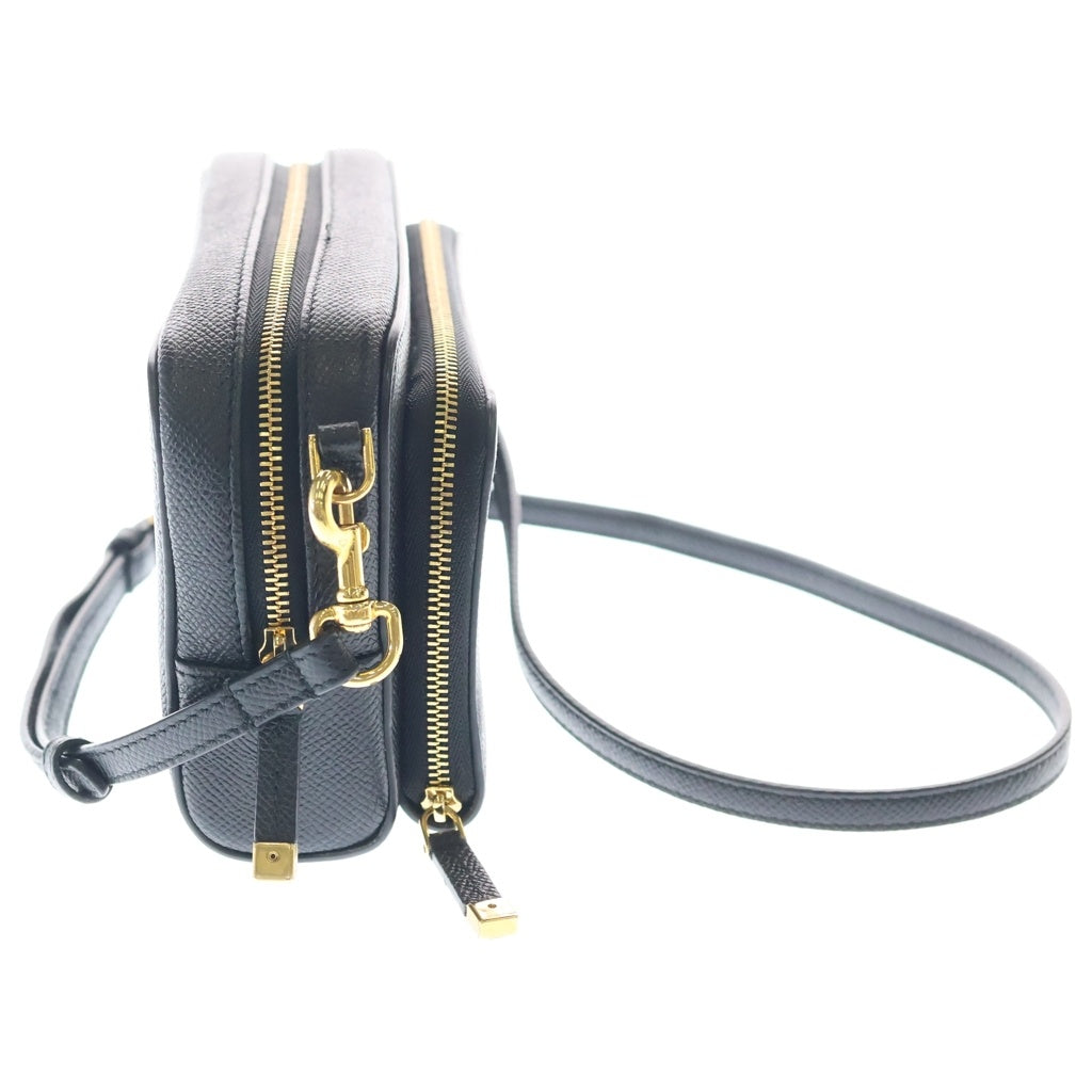 DIOR(ディオール) カロ ダブルポーチ CDロゴ レザー ゴールド金具 ショルダーバッグ ブラック S7431UBAE レディース