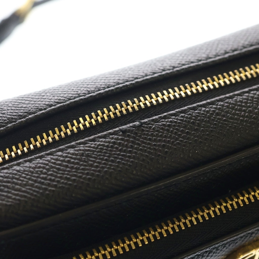 DIOR(ディオール) カロ ダブルポーチ CDロゴ レザー ゴールド金具 ショルダーバッグ ブラック S7431UBAE レディース
