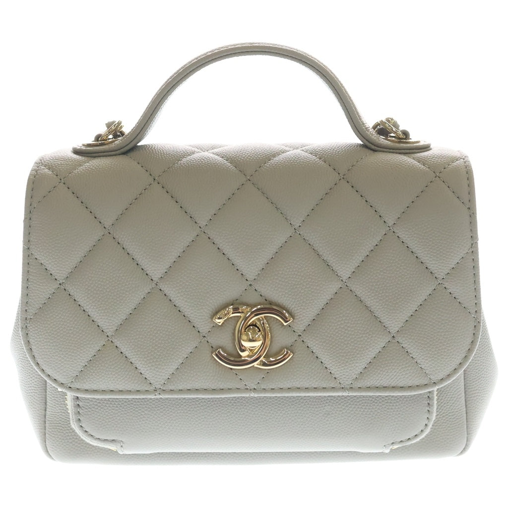 CHANEL(シャネル) マトラッセ ココマーク アフェニティ 2WAYチェーンショルダーバッグ ハンドバッグ グレージュ キャビアスキン A93749 ゴールド金具 レディース