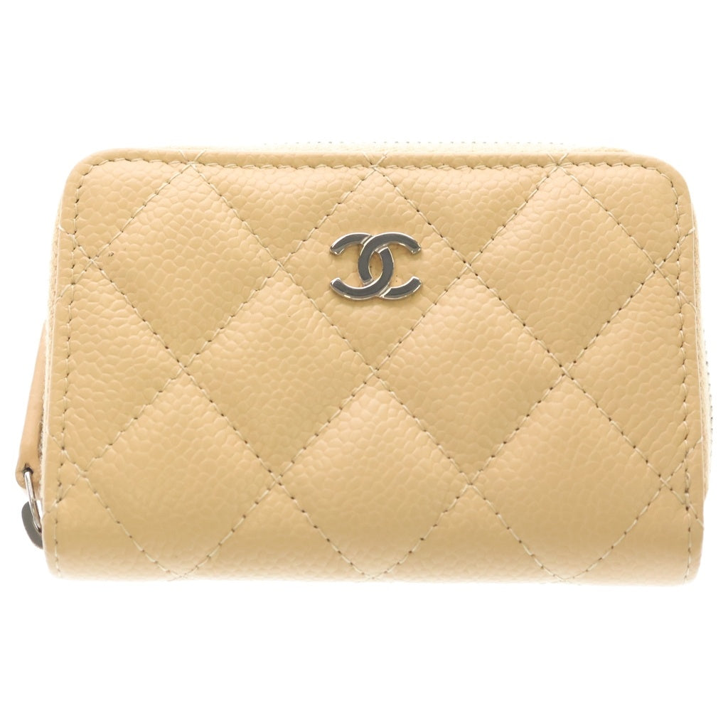 CHANEL(シャネル) マトラッセ クラシックジップコインケース ミニ財布 ベージュ キャビアスキン AP0216 シルバー金具 レディース
