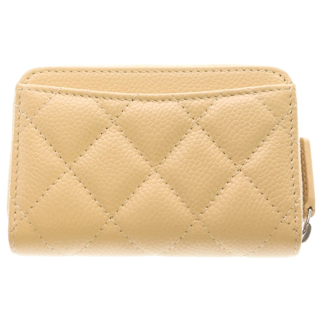CHANEL(シャネル) マトラッセ クラシックジップコインケース ミニ財布 ベージュ キャビアスキン AP0216 シルバー金具 レディース