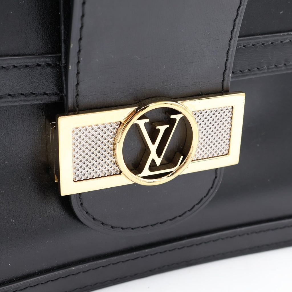 LOUIS VUITTON(ルイヴィトン) LVロック ドーフィーヌMM レザー チェーン ショルダーバッグ ゴールド金具 ブラック M55821 レディース