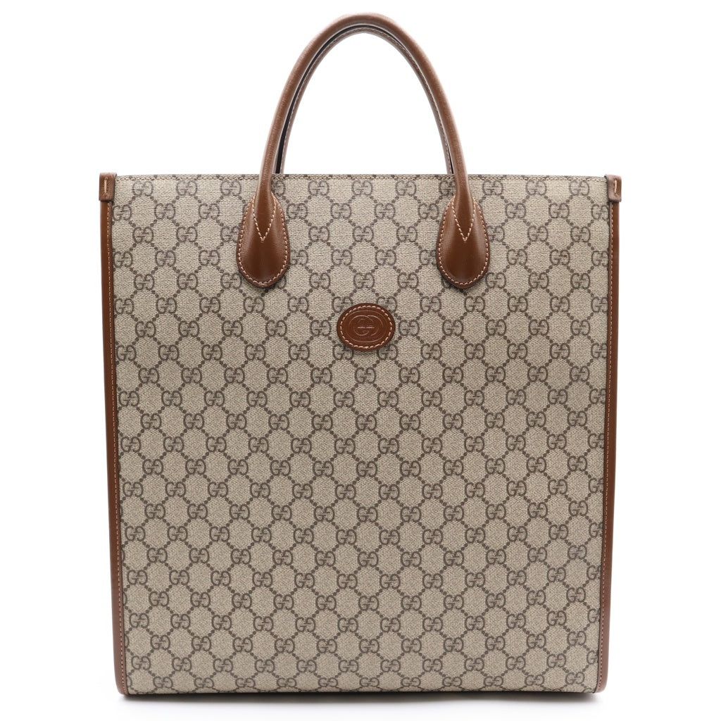 GUCCI(グッチ) インターロッキングG トートバック 2way ショルダーバックキャンバス ブラウン 674155 レディース