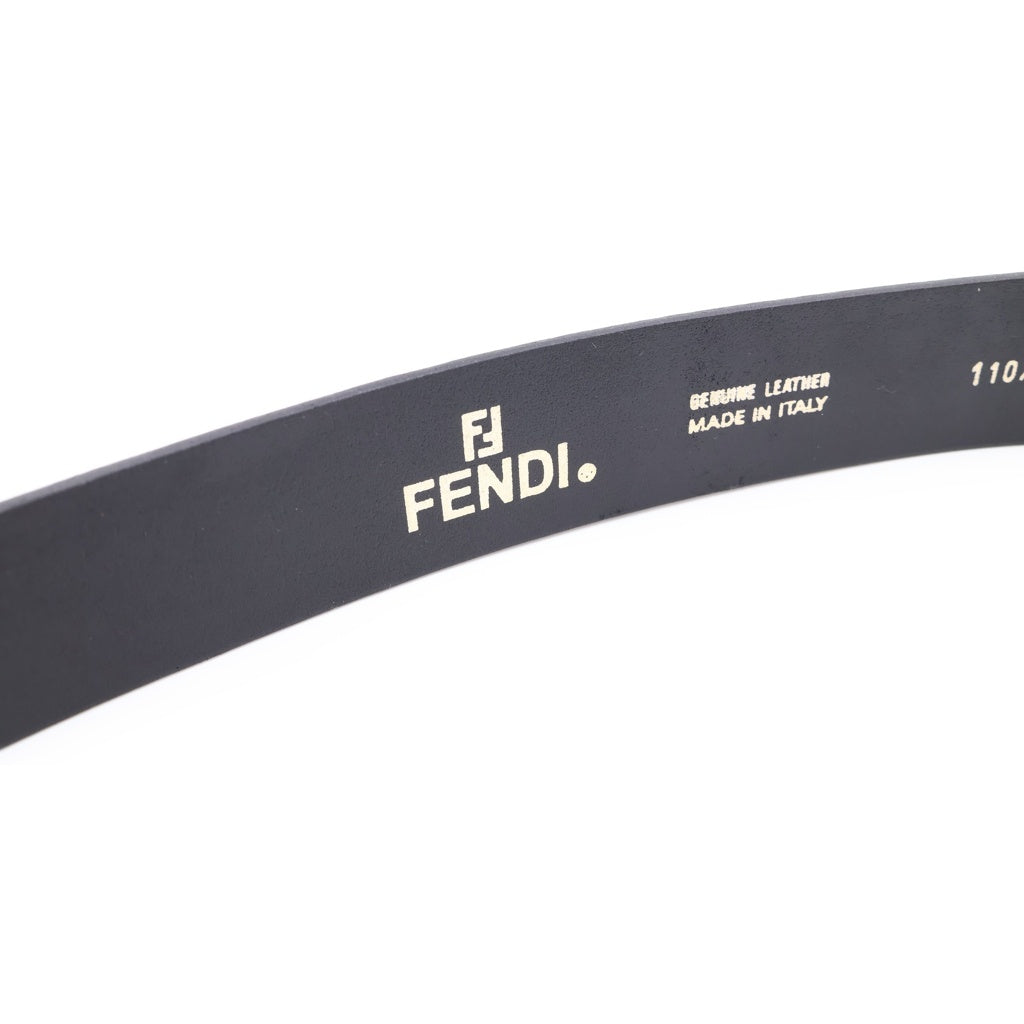 FENDI(フェンディ) FFロゴ レザーベルト イタリア製 シルバーバックル ブラック