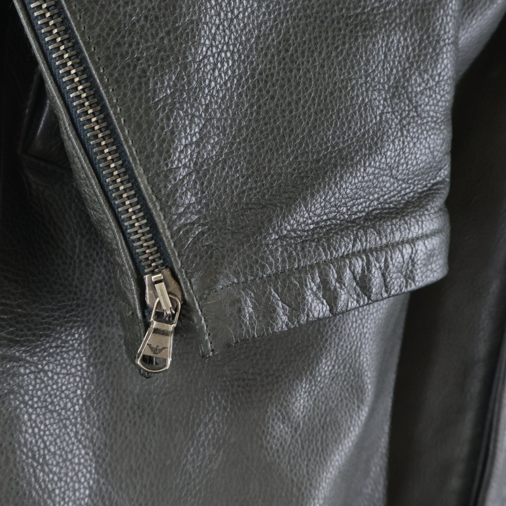 EMPORIO ARMANI(エンポリオアルマーニ) カウレザー ロングコート グレー #50