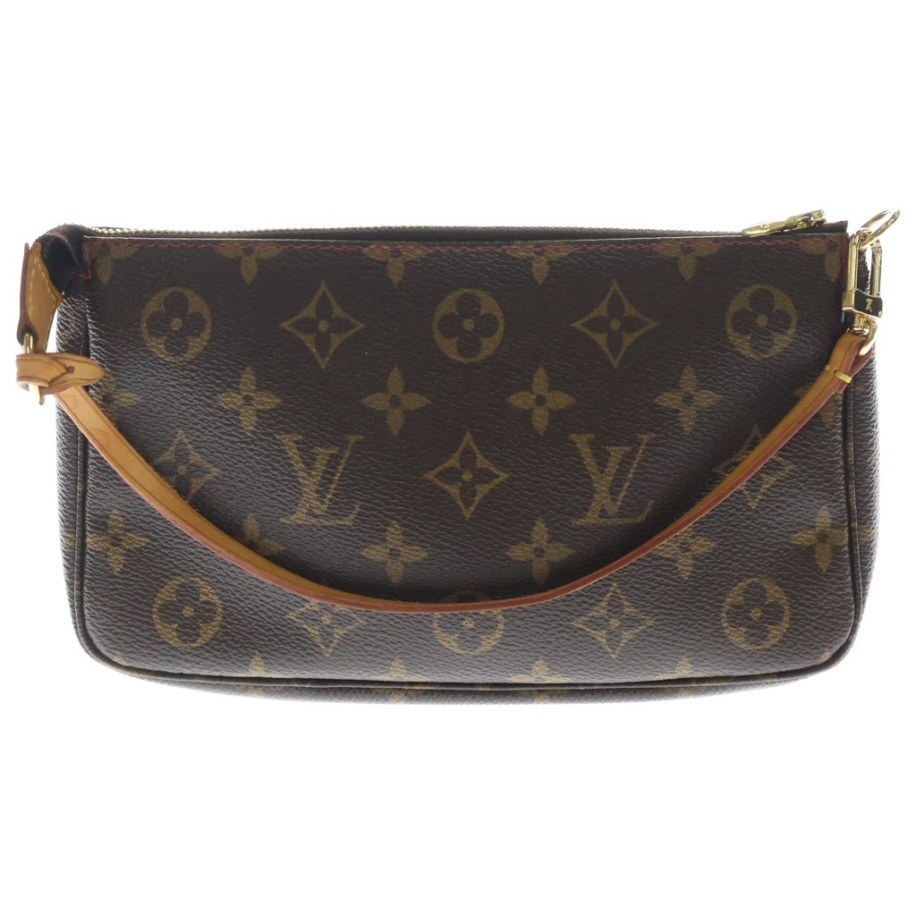 LOUIS VUITTON(ルイヴィトン) モノグラムチェリー ポシェットアクセソワール ミニハンドバッグ ポーチ ブラウン レザー×PVC M95008 ゴールド金具 レディース