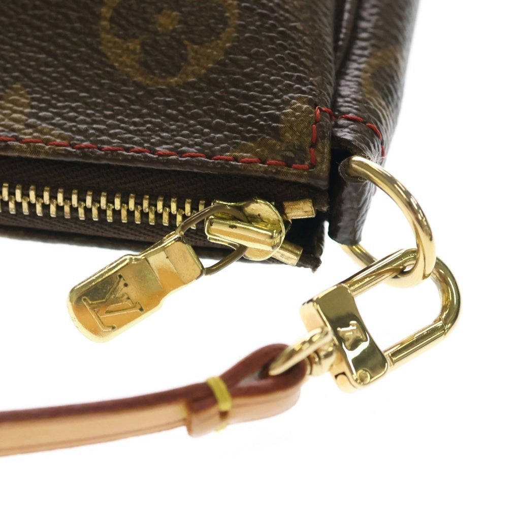 LOUIS VUITTON(ルイヴィトン) モノグラムチェリー ポシェットアクセソワール ミニハンドバッグ ポーチ ブラウン レザー×PVC M95008 ゴールド金具 レディース
