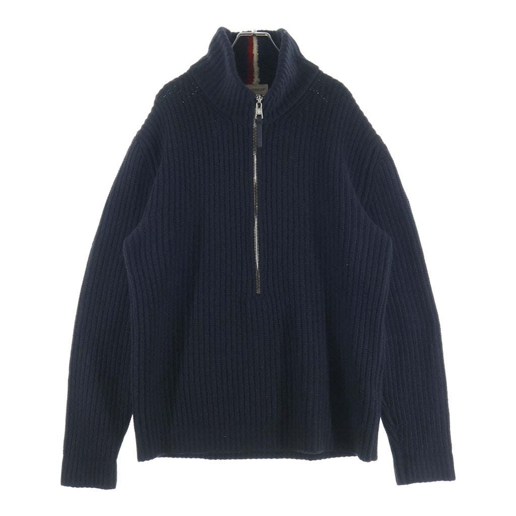 MONCLER(モンクレール) T-NECK ハーフジップウールニット 長袖セーター ブラック G20919A00003