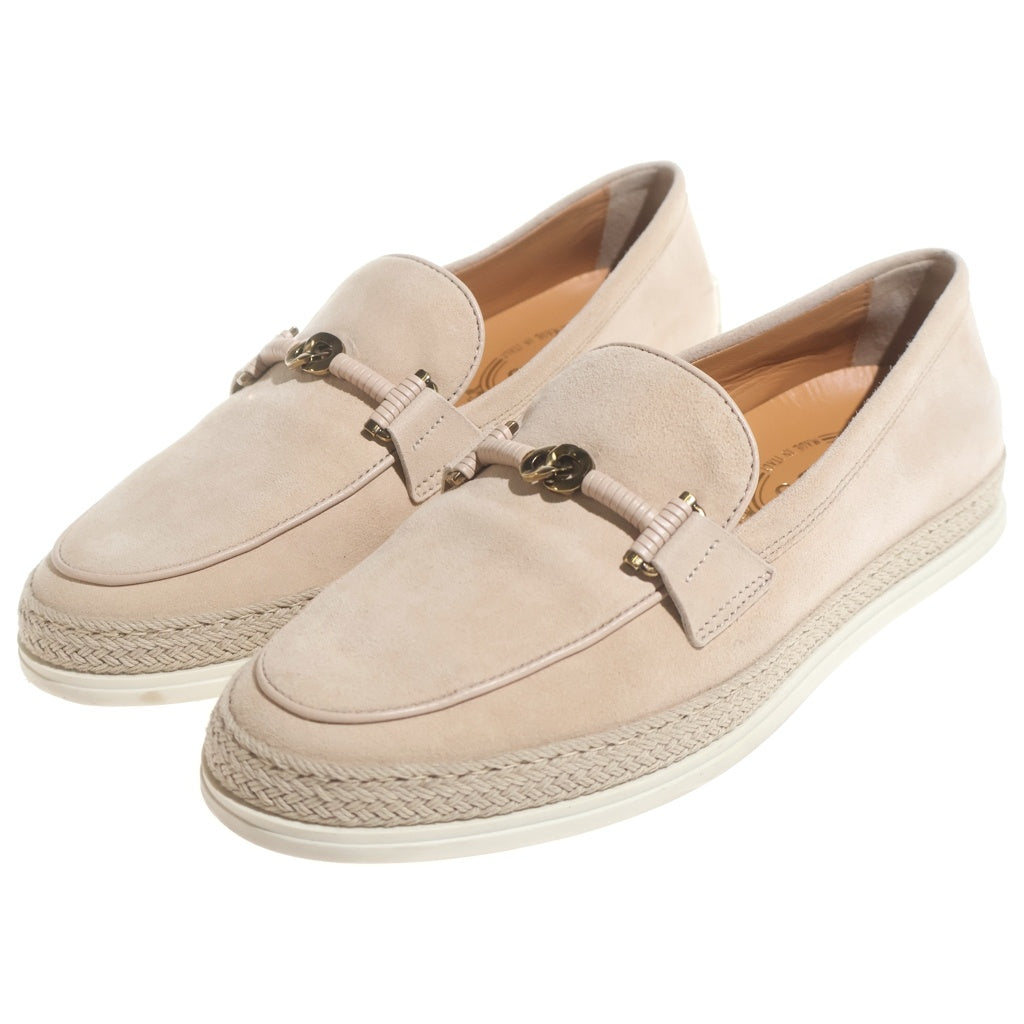 TOD'S(トッズ) Tリング エスパドリーユ スエード ローファー フラット シューズ スリッポン #36 ベージュ レディース