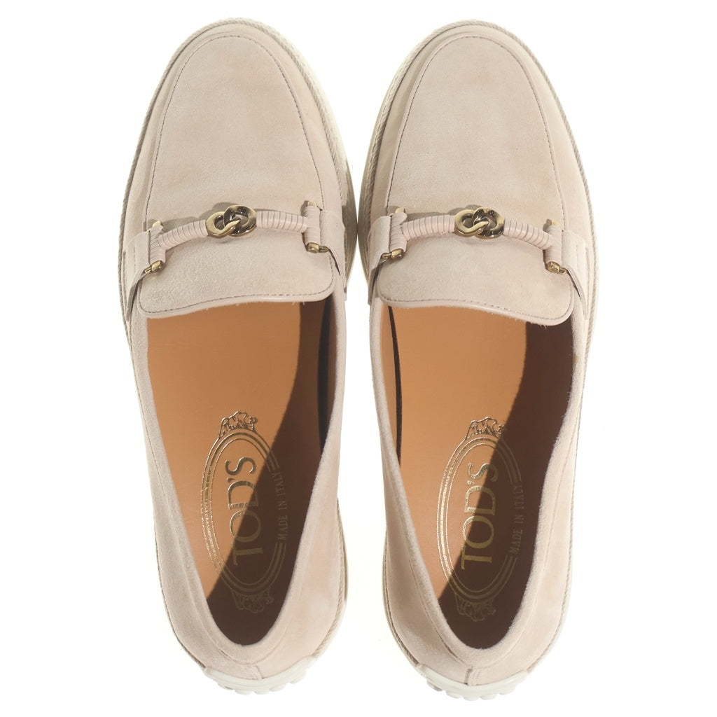 TOD'S(トッズ) Tリング エスパドリーユ スエード ローファー フラット シューズ スリッポン #36 ベージュ レディース