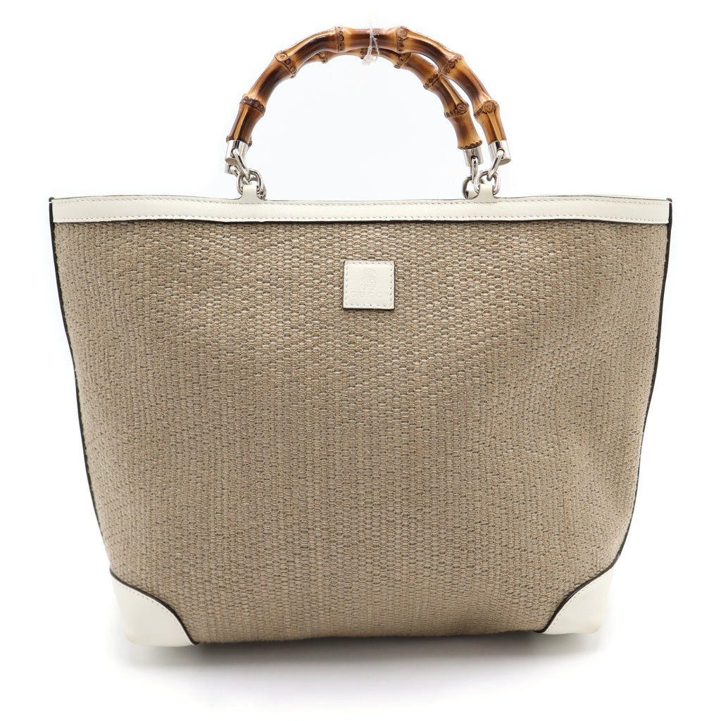 GUCCI(グッチ) バンブー チルドレンズ 麦わら ストロー ハンドバッグ ベージュ/ホワイト 311175 レディース