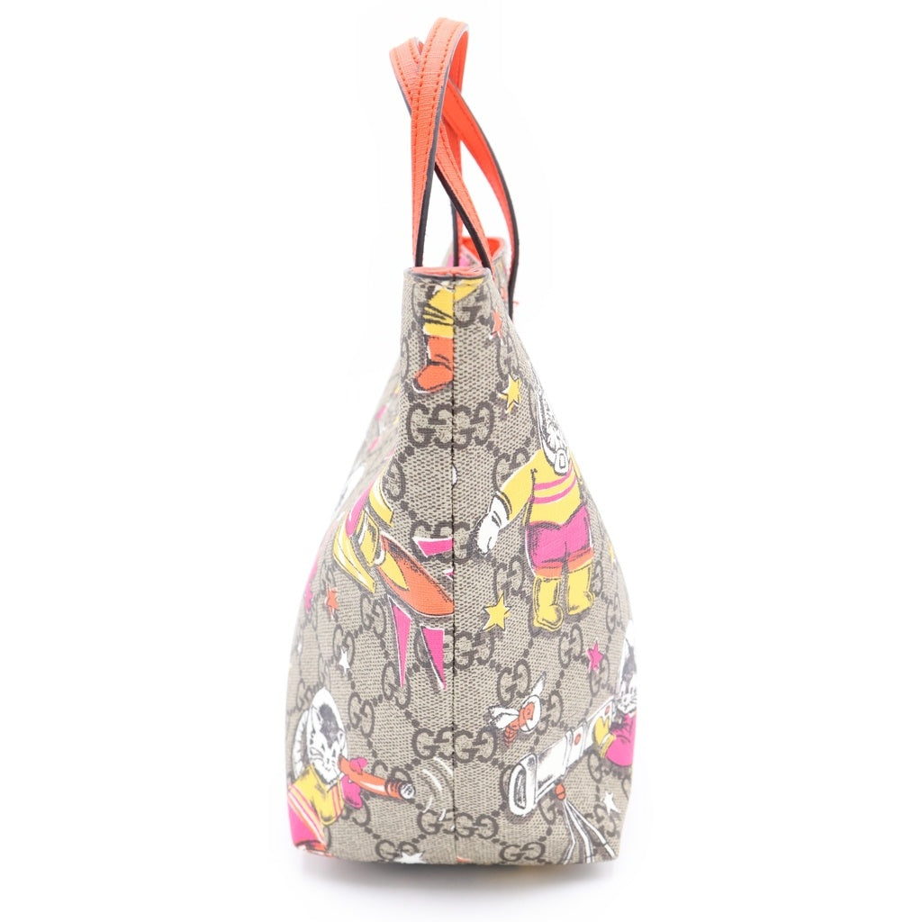 GUCCI(グッチ) チルドレンズ GGスプリーム アニマル PVC レザー ミニトートバッグ ハンドバッグ ベージュ/オレンジ 410812 レディース