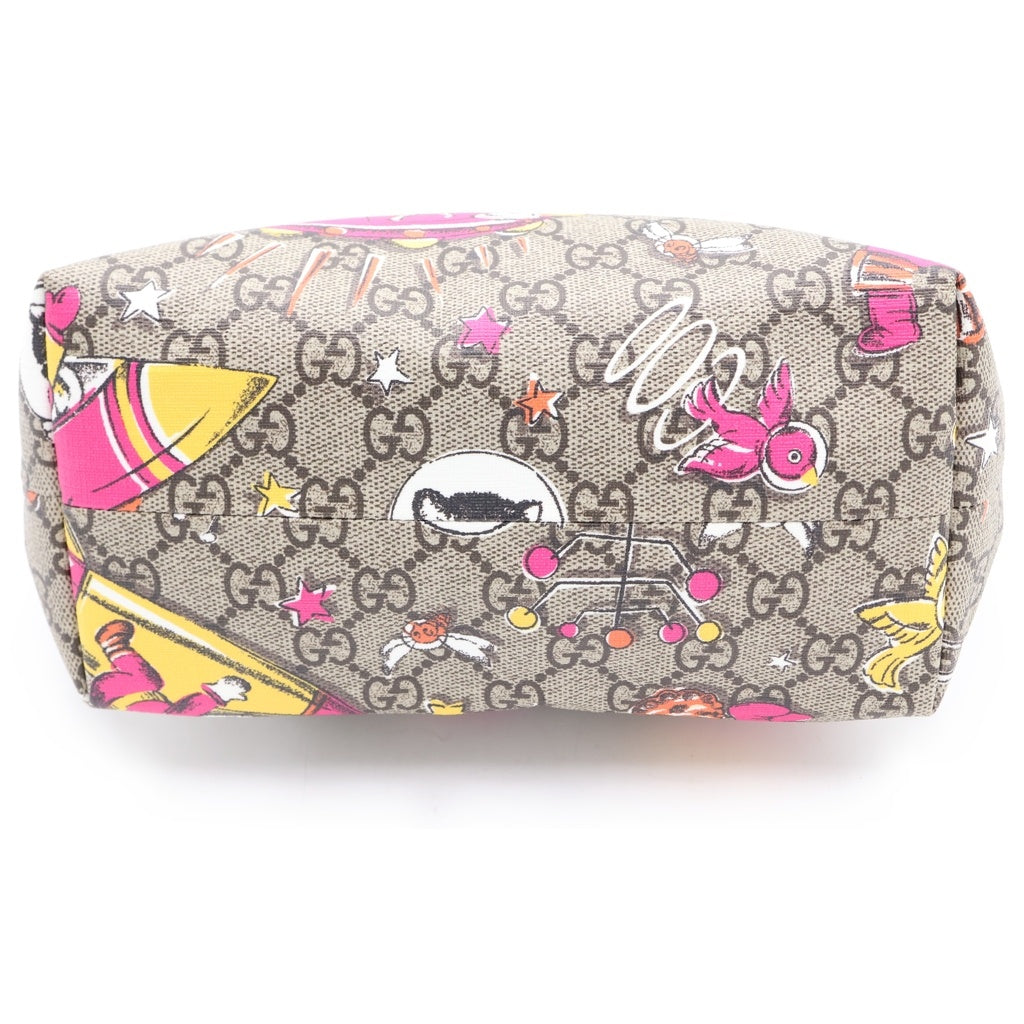 GUCCI(グッチ) チルドレンズ GGスプリーム アニマル PVC レザー ミニトートバッグ ハンドバッグ ベージュ/オレンジ 410812 レディース