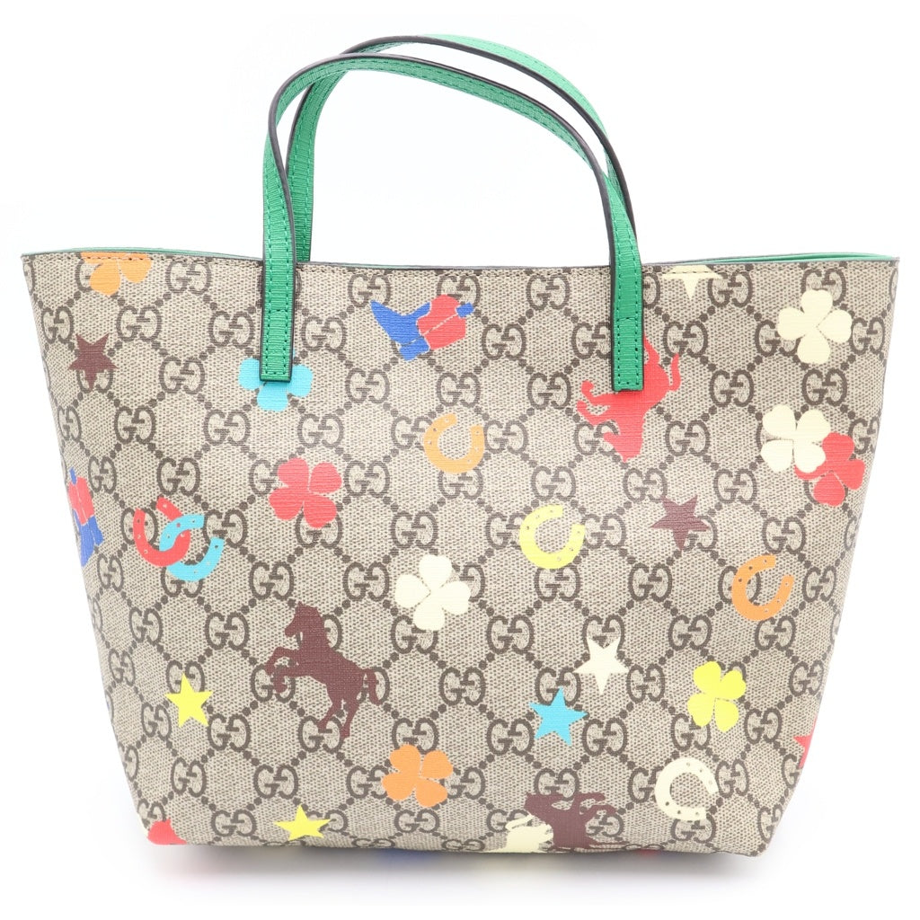 GUCCI(グッチ) チルドレンズ GGスプリーム PVC レザー ミニトートバッグ ハンドバッグ ベージュ/グリーン/マルチカラー 410812