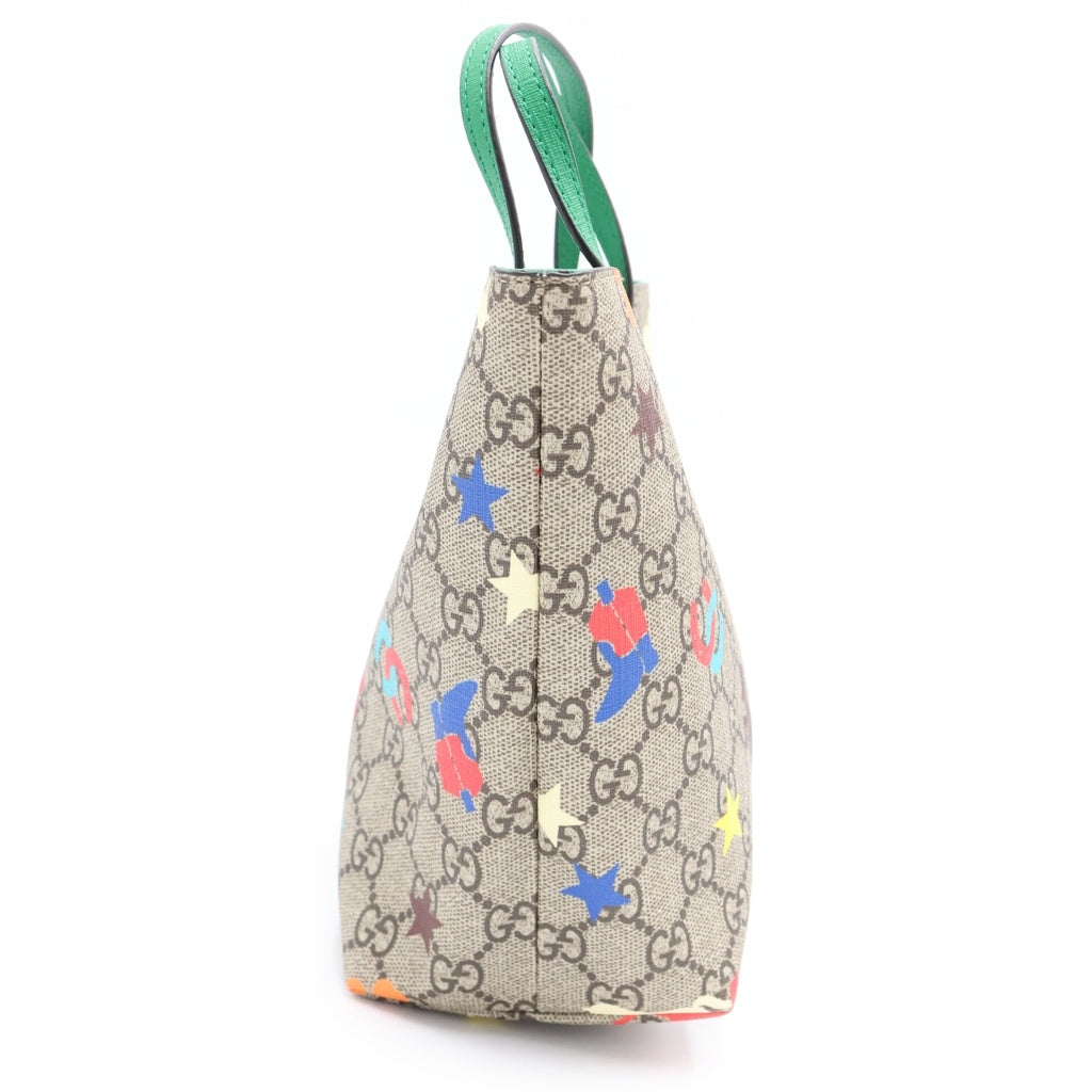 GUCCI(グッチ) チルドレンズ GGスプリーム PVC レザー ミニトートバッグ ハンドバッグ ベージュ/グリーン/マルチカラー 410812