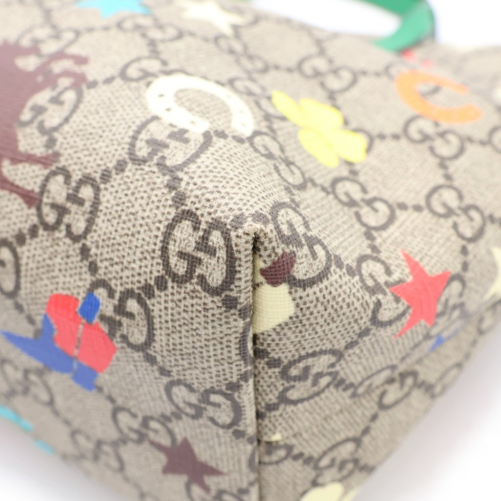 GUCCI(グッチ) チルドレンズ GGスプリーム PVC レザー ミニトートバッグ ハンドバッグ ベージュ/グリーン/マルチカラー 410812