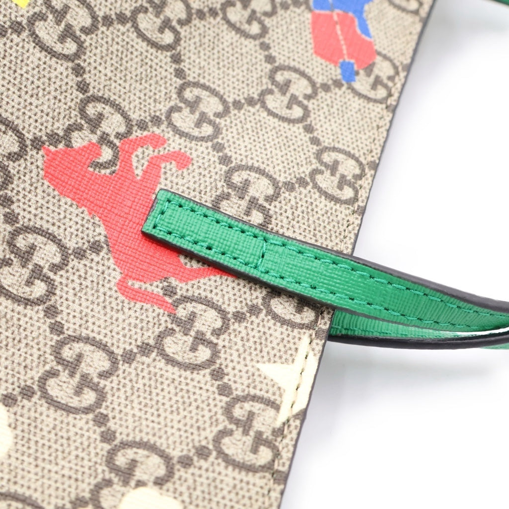 GUCCI(グッチ) チルドレンズ GGスプリーム PVC レザー ミニトートバッグ ハンドバッグ ベージュ/グリーン/マルチカラー 410812