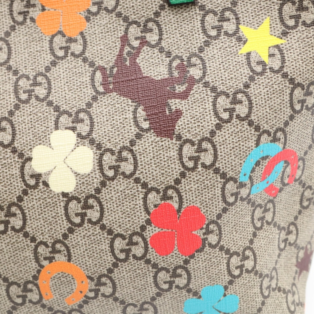 GUCCI(グッチ) チルドレンズ GGスプリーム PVC レザー ミニトートバッグ ハンドバッグ ベージュ/グリーン/マルチカラー 410812