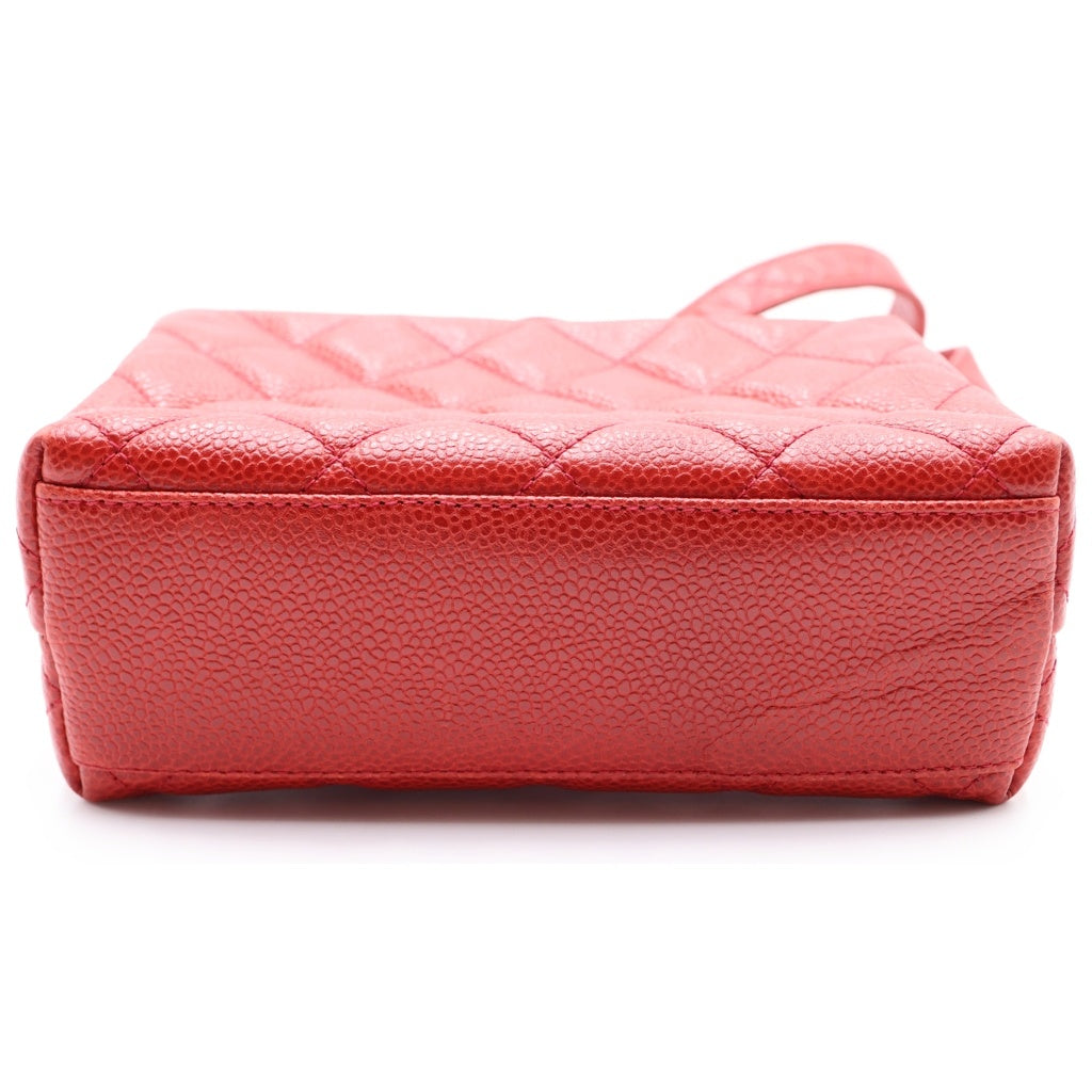 CHANEL(シャネル) マトラッセ キャビアスキン ゴールド金具 ショルダーバッグ レッド レディース