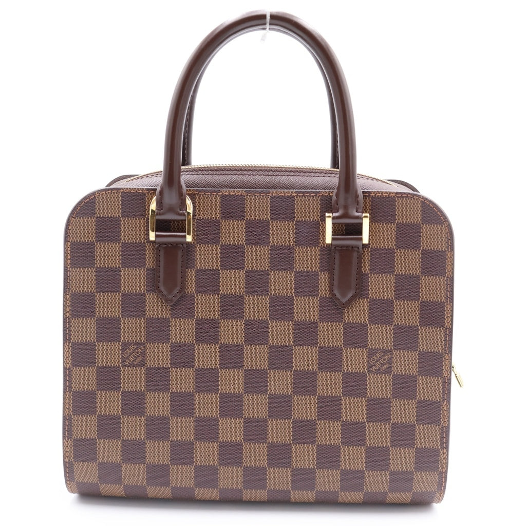 LOUIS VUITTON(ルイヴィトン) ダミエ トリアナ ハンドバッグ ブラウン レザー×PVC N51155 ゴールド金具 レディース