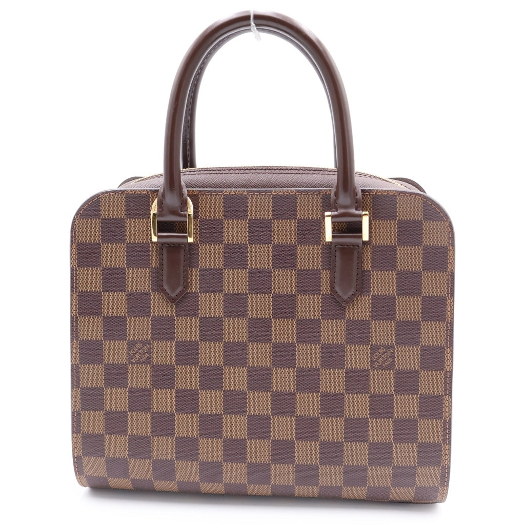 LOUIS VUITTON(ルイヴィトン) ダミエ トリアナ ハンドバッグ ブラウン レザー×PVC N51155 ゴールド金具 レディース