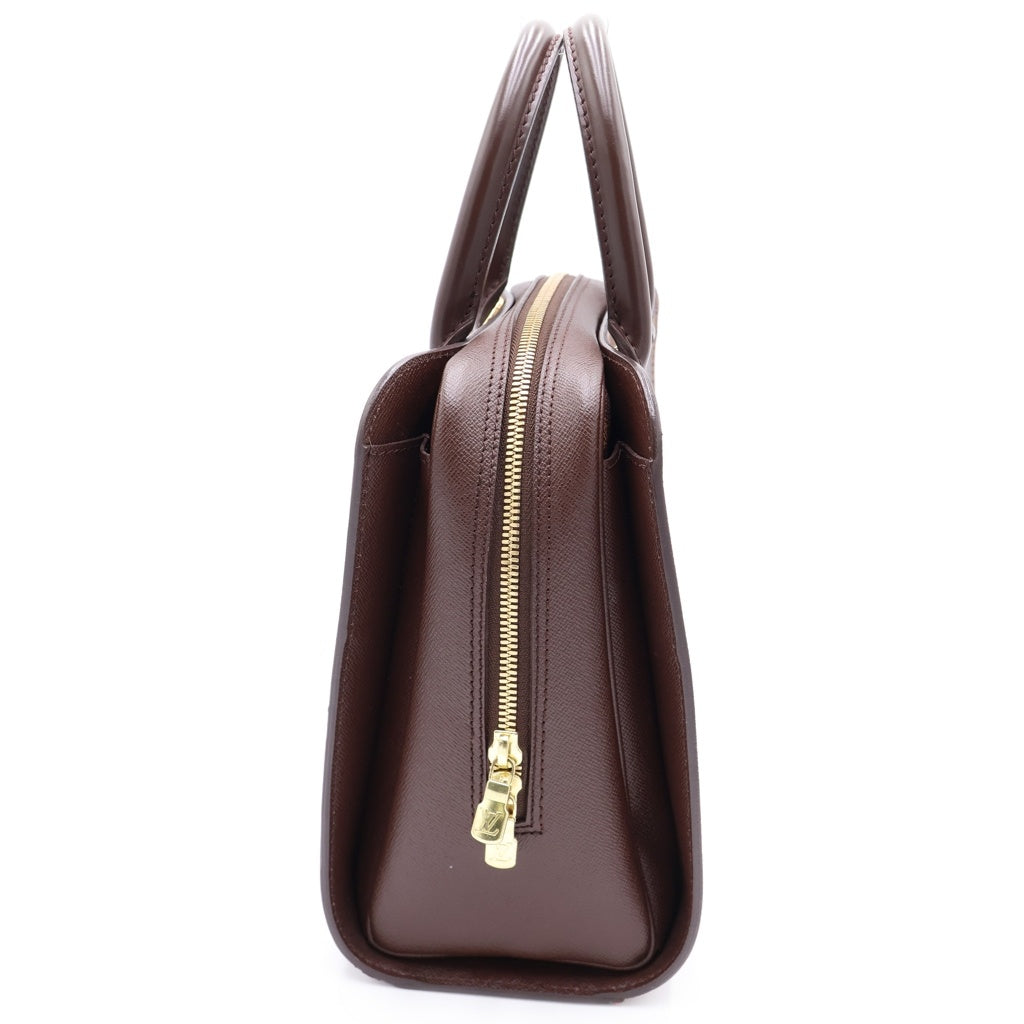 LOUIS VUITTON(ルイヴィトン) ダミエ トリアナ ハンドバッグ ブラウン レザー×PVC N51155 ゴールド金具 レディース